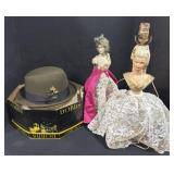 Dobbs Vintage Hat & 2 Lady Lamps.