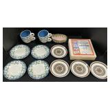 NOS Willow Print Dinnerware, Pfaltzgraff Teacups.