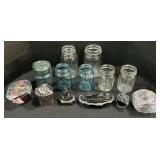 Coal Carvings, Ball Mason Jars.