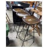 (3) Saddle Shaped Industrial Bar Stool.