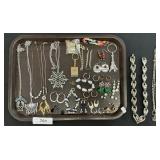 Costume Jewelry, Necklaces, Earrings, Pewter.