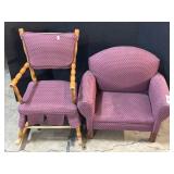 Childï¿½s Upholstered Arm Chair & Rocker.