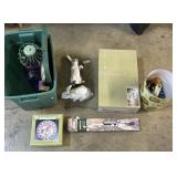Early Pottery Rabbits, Bird Feeder, Toy Cars.