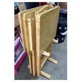 (3) White Oak folding Tv Dinner Tables.