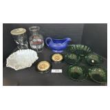 Wengert Milk Containers, Green Glass, Fiestaware .