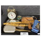 Brushes, Mirrors, Alarm Clock.