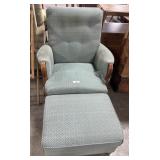 Vtg Sage Green Rocker & Ottoman.