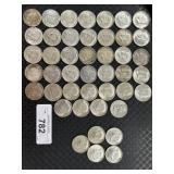 90% Silver Half Dollars 38 Kennedys, 1 Franklin