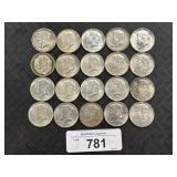 20 90% Silver 1964 Kennedy Half Dollars.