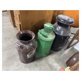 (3) Vtg Steel Milk Jugs.