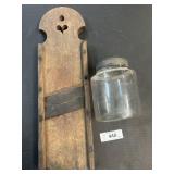 Primitive Slaw Board & Blown Glass Jar,