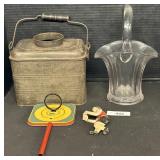 Vintage Lunch Pail, Robesonia Pa Glass Basket.