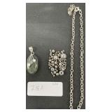 Sterling Silver Necklace & Pendant, Beads.