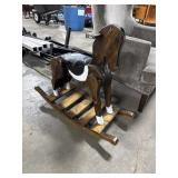 Vtg Pine Rocking Horse.