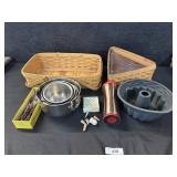 Longaberger Baskets, Metal Bowls, Kitchenware.