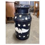 Vtg Steel Americana Painted Milk Jug.