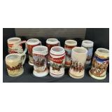 10 Budweiser Christmas Steins.