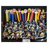 Vintage Character Pez Dispensers, Smurf Figures.