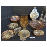 Carnival Glassware, Beam Decanter, Oil Lamps.