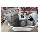 Enamel Coated Washtub, Galvanized Buckets &