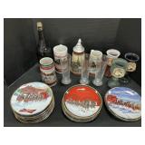 Budweiser Beer, Christmas Collector Plates, Steins