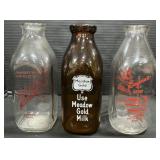 Bayneï¿½s, Meadow Gold, Hillside Dairy Milk Bottles.