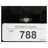 14k Yellow Gold Style Crest Diamond Heart Ring.