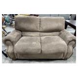 Comfy Beige Micro Suede Loveseat.