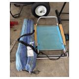 (2) Stripped Canvas Camp Chairs, Beach Chair.