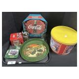 Coca Cola Glasses, Bottle Cap Sign, Coasters.