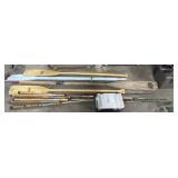 Fish Rods, Tackle Boxes, Boat Oars.
