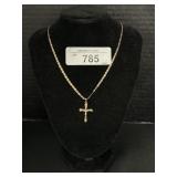 10K Gold Necklace, 14k Gold Cross Pendant.