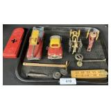 Wind Up Trucks, Walt Reach, Cast Iron Fire Wagon.
