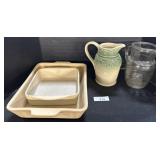 Longaberger Pitcher, Stoneware Bake Pans.