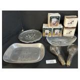 Local Pewter Decor Plate, Norman Rockwell Cups