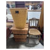 Longaberger Laundry Baskets, Oak & Cane Side