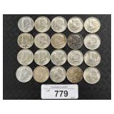 20 90% Silver 1964 Kennedy Half Dollars.