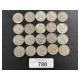 20 90% Silver Franklin Half Dollars.