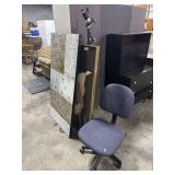 Floral Wall Art, Office Chair & Floor Lamp.