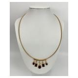 14KT Rona Fisher Style Rhodolite Diamond Choker.