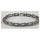 18KT White Gold Diamond Chip Tennis Bracelet.