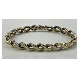 14KT Yellow & White Gold Twisted Link Bracelet.