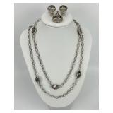 4pc 18KT & Sterling Lagos Smoke Stone Jewelry.