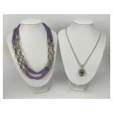 2 18KT & Sterling Caviar Amethyst Necklaces.