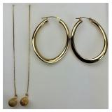 14KT Gold Threader and Hoop Earrings.