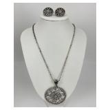 Sterling Silver Lagos Earrings & Necklace.