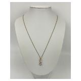 Cubic Zirconia Pendant on 14KT Gold Chain.