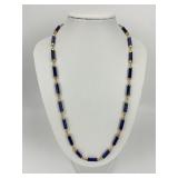 14KT Gold & Lapis Lazuli Station Style Necklace.