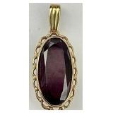 14KT Gold Fill  Filigree Garnet Pendant.