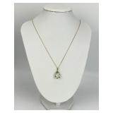 10KT Gold Teardrop Prasiolite Pendant Necklace.
